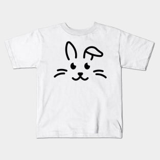 Eep! - Cute Bunny Face Line Art - Black Kids T-Shirt